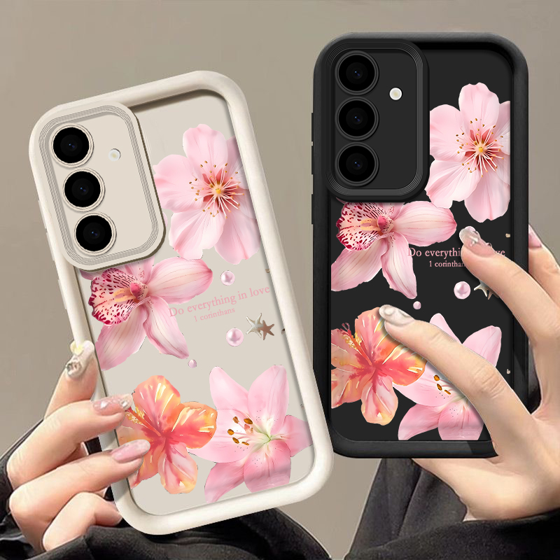 Samsung Galaxy A55 - ピンクの花柄スマホケース Samsung Galaxy A57 A37 A17