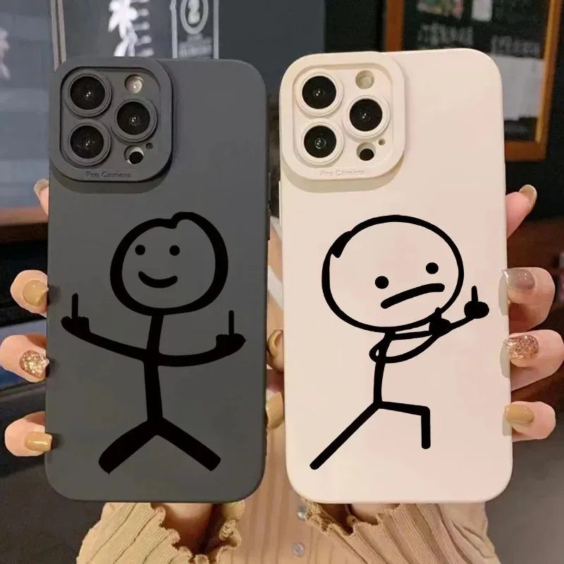 Apple Iphone 16 - かわいい漫画マッチマン柄マットシリコン製スマホケース iPhone 16 11 12 13