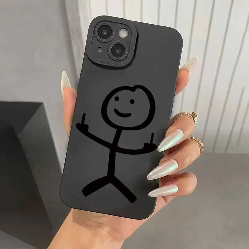 かわいい漫画マッチマン柄マットシリコン製スマホケース iPh - Apple Iphone 16 のレビューと価格