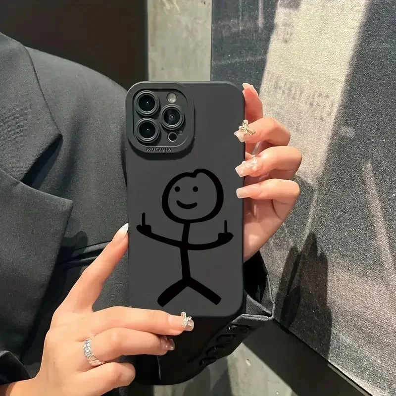 かわいい漫画マッチマン柄マットシリコン製スマホケース iPh - Apple Iphone 16 のレビューと価格