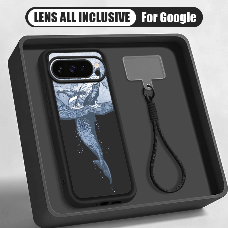 ザトウクジラ柄リストストラップ付きランヤードケース Goog - Google Pixel 9 Pro のレビューと価格