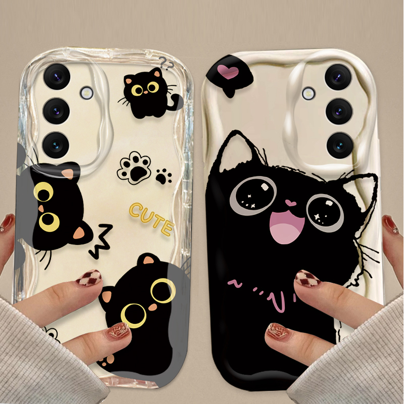 かわいい大きな目の黒猫ケース Samsung Galaxy  - Samsung Galaxy A55 のレビューと価格