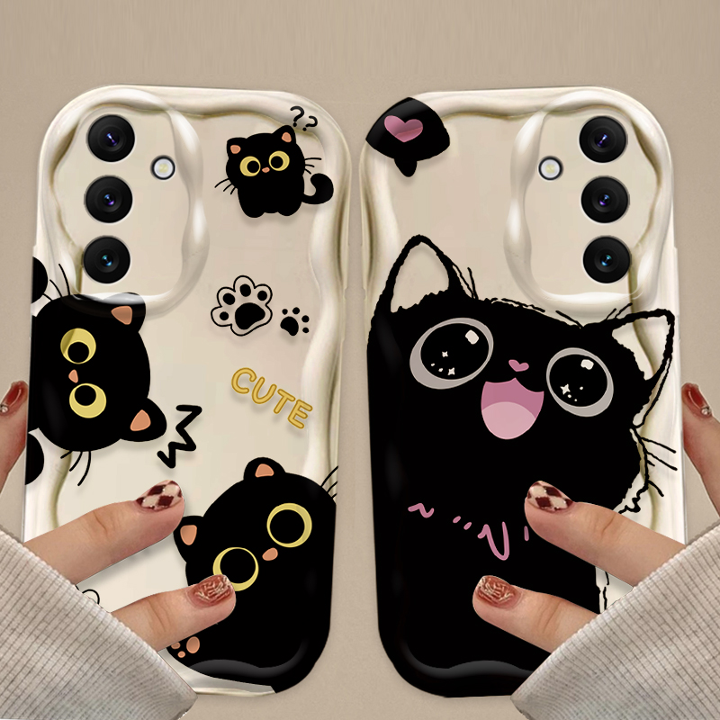 かわいい大きな目の黒猫ケース Samsung Galaxy  - Samsung Galaxy A55 のレビューと価格