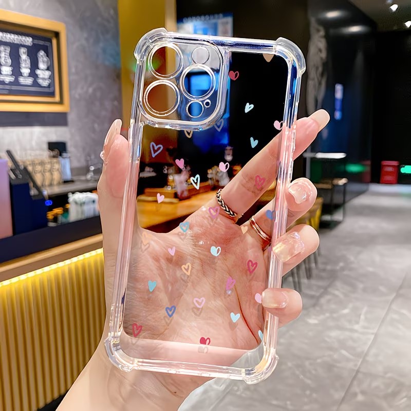 透明コーナーバンパー カラフルハート柄 iPhoneケース  - Apple Iphone 16 のレビューと価格